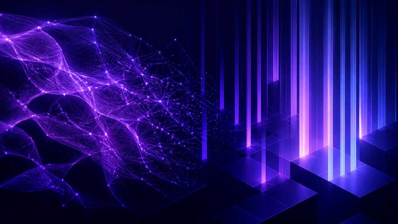 Abstract visualisation of AI models drawing on structured HR data